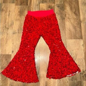 Toddler girl Red Sequin bell bottoms